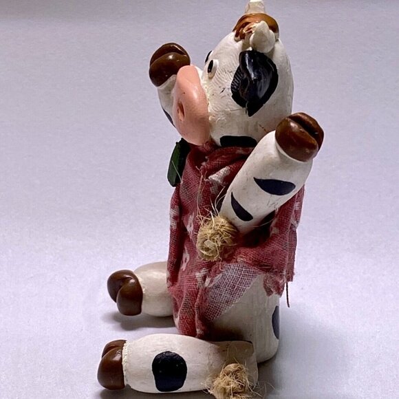 Russ & Co. 13900 Country Kin Sculptstone Jointed Cow w/Green Bell Figurine VTG - Picture 2 of 8